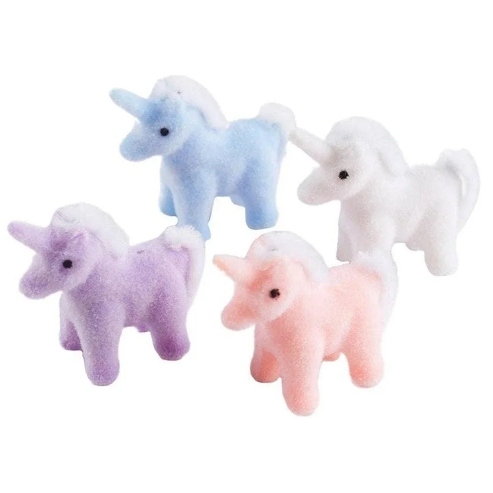 Miniature Flocked Unicorn Figurine - Mini Unicorn Figures - Crafts & Dioramas